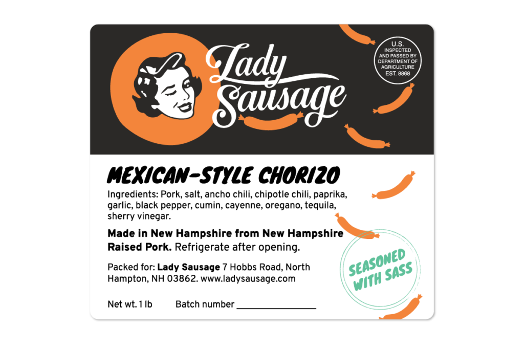 Lady Sausage Mexican-Style Chorizo Label