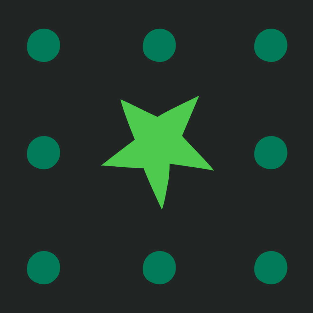 Green star surrounded by eight green dots