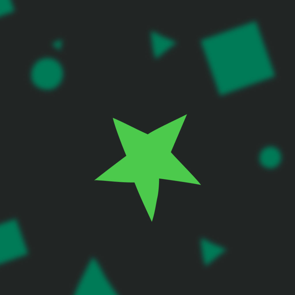 Green star with blurry shapes around it