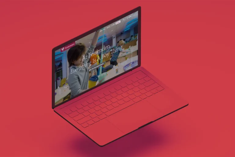 The Fessenden School mockup on laptop