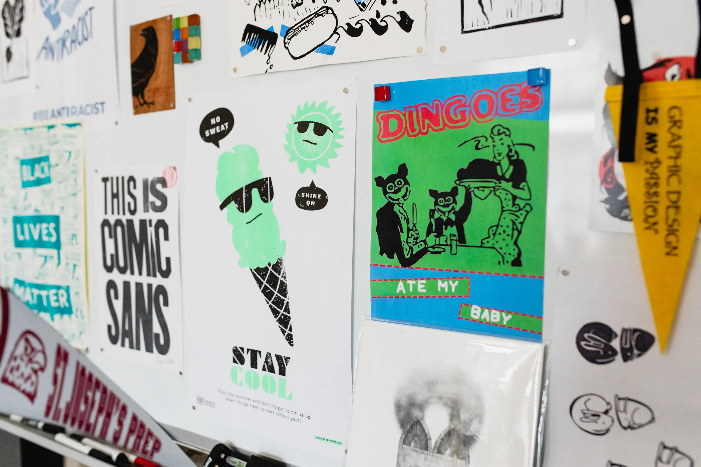 Art on a whiteboard at our graphic design studio